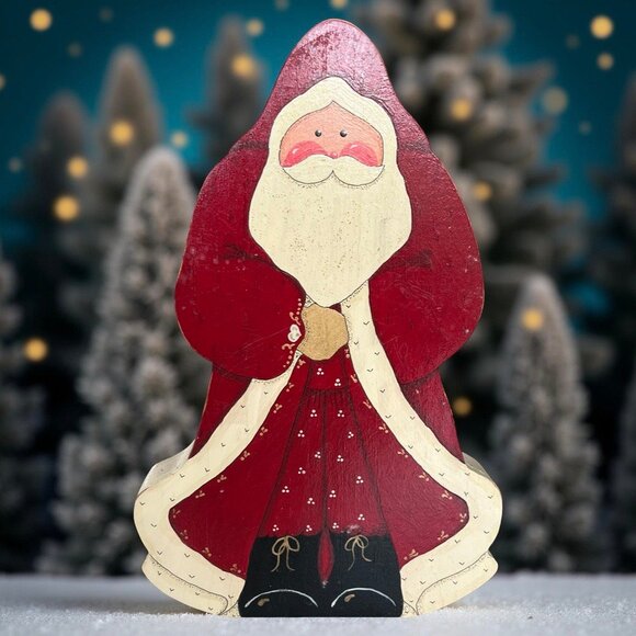 Vintage Wooden Christmas Figurines, Hand Made and Hand Painted Folk Art - 12" - Picture 3 of 14